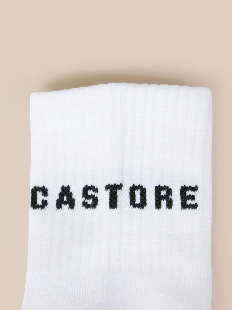 White Castore X Braund quarter sock folded with black CASTORE branding