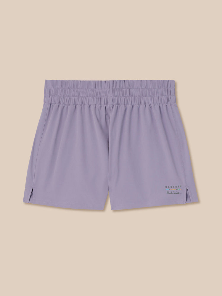 Purple shorts on a beige background