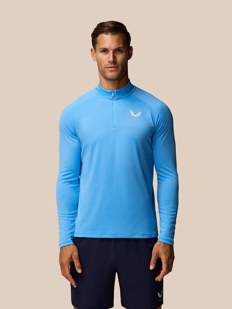 Men's Adapt Quarter Zip Long Sleeve Top - Cool Blue