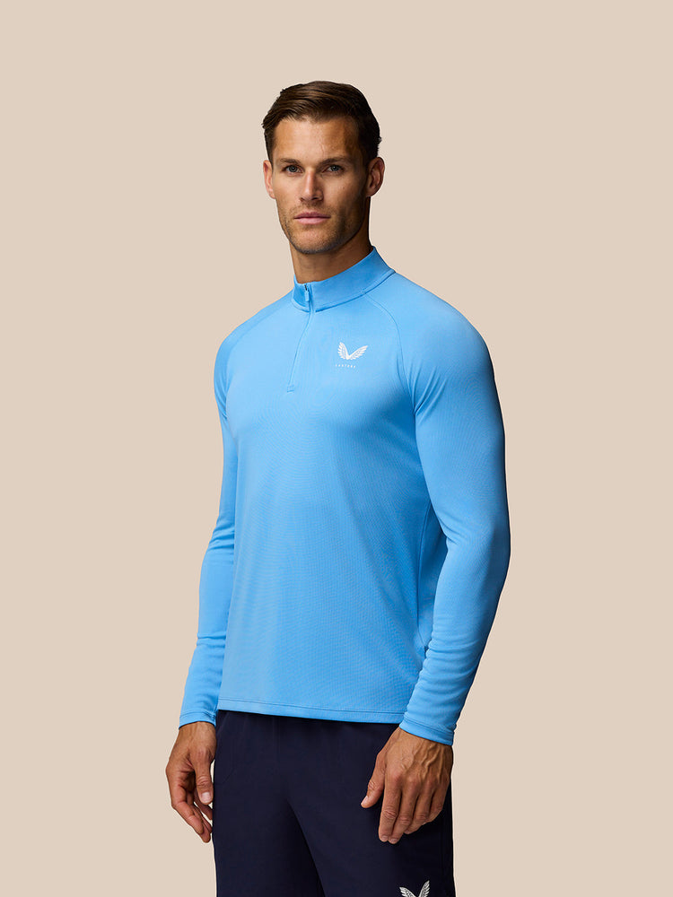 Men's Adapt Quarter Zip Long Sleeve Top - Cool Blue