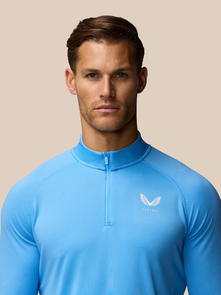 Men's Adapt Quarter Zip Long Sleeve Top - Cool Blue