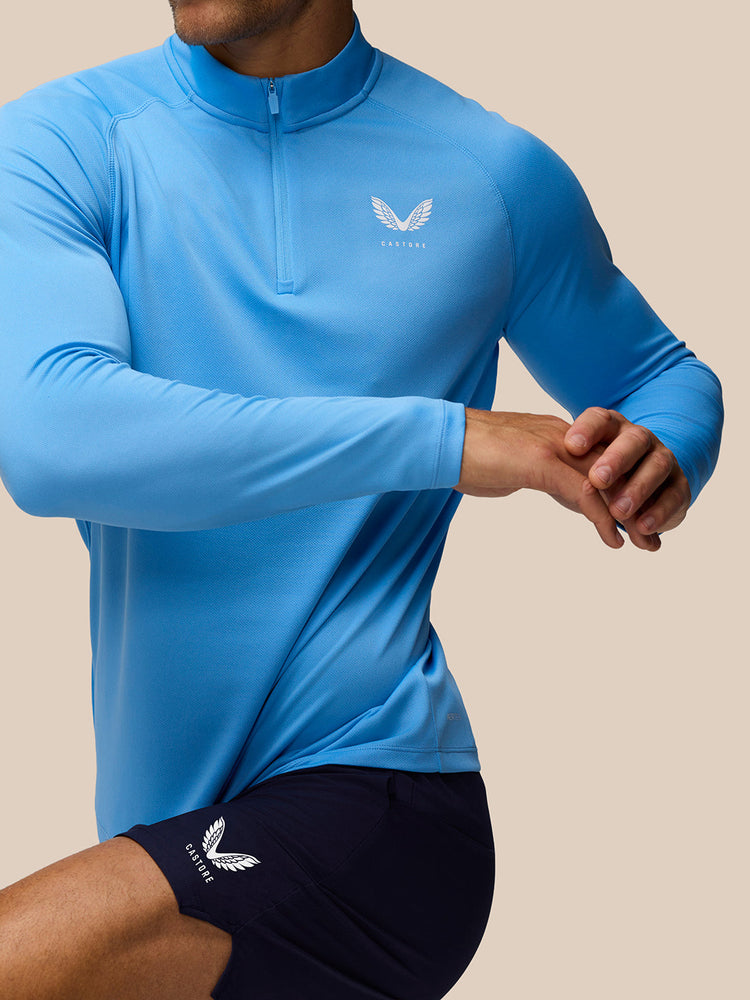 Men's Adapt Quarter Zip Long Sleeve Top - Cool Blue
