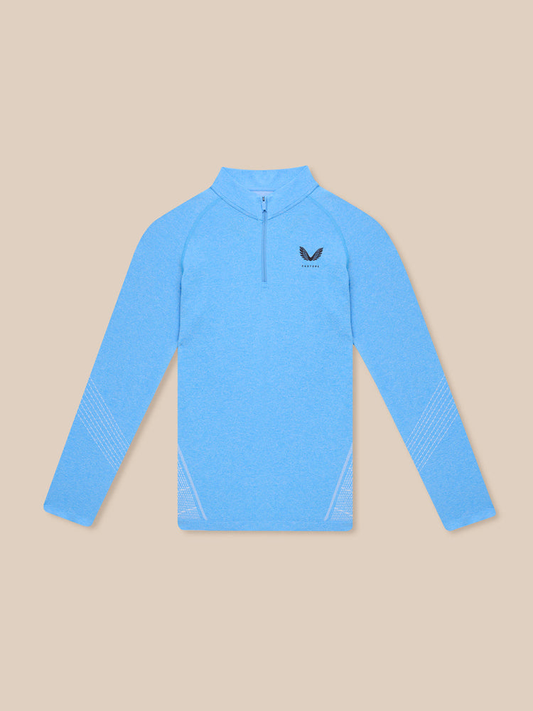 Men's Flow Seamless Quarter Zip Long Sleeve Top - Cool Blue
