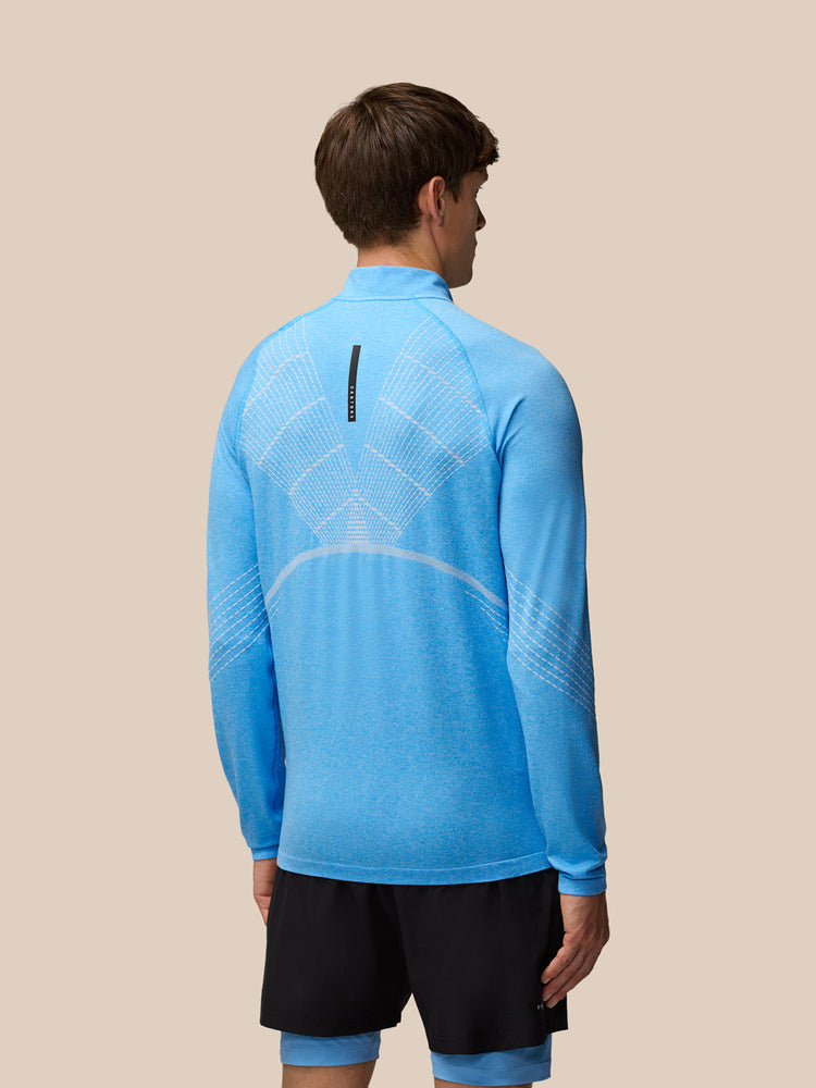Men's Flow Seamless Quarter Zip Long Sleeve Top - Cool Blue