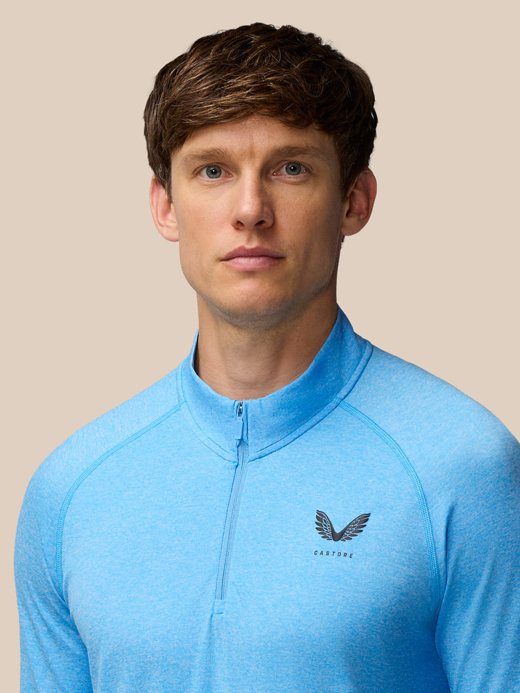 Men's Flow Seamless Quarter Zip Long Sleeve Top - Cool Blue