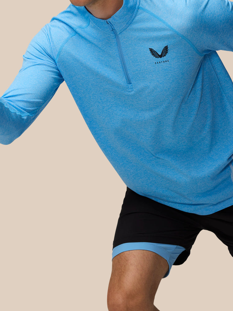 Men's Flow Seamless Quarter Zip Long Sleeve Top - Cool Blue
