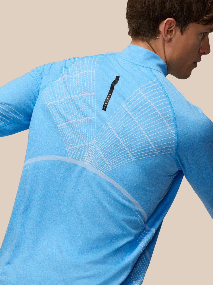 Men's Flow Seamless Quarter Zip Long Sleeve Top - Cool Blue