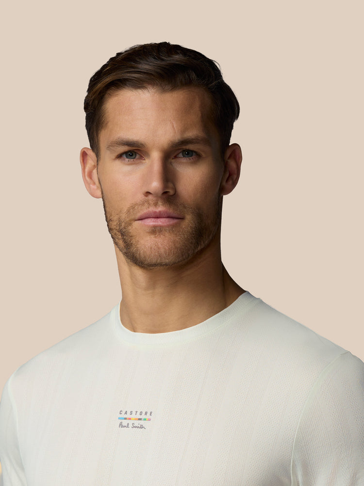 Men's Castore x Paul Smith Performance Engineered Knit Short Sleeve T Shirt - Off White