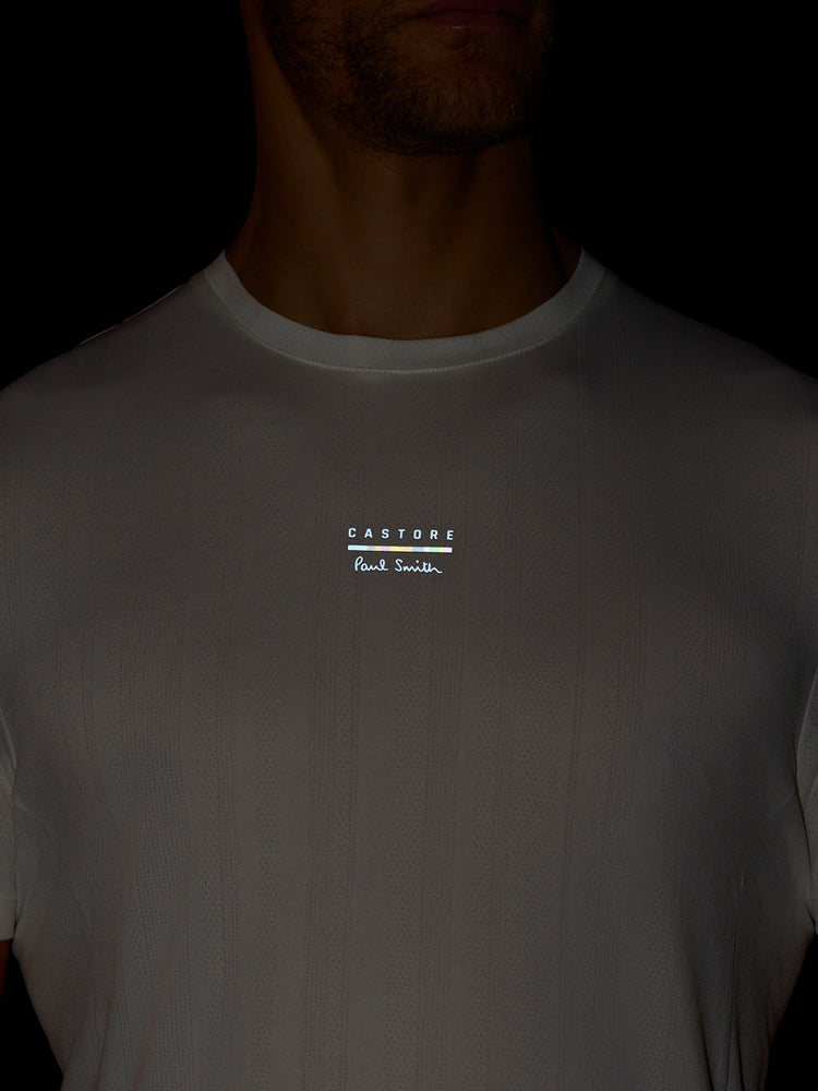 Men's Castore x Paul Smith Performance Engineered Knit Short Sleeve T Shirt - Off White