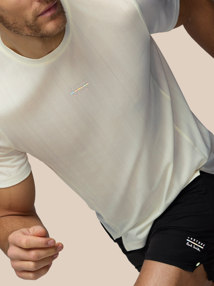 Men's Castore x Paul Smith Performance Engineered Knit Short Sleeve T Shirt - Off White