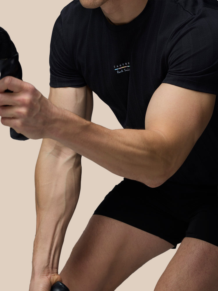 Men's Castore x Paul Smith Performance Engineered Knit Short Sleeve T-Shirt - Black