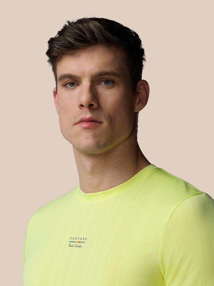 Men's Castore x Paul Smith Performance Engineered Knit Short Sleeve T Shirt - Lime