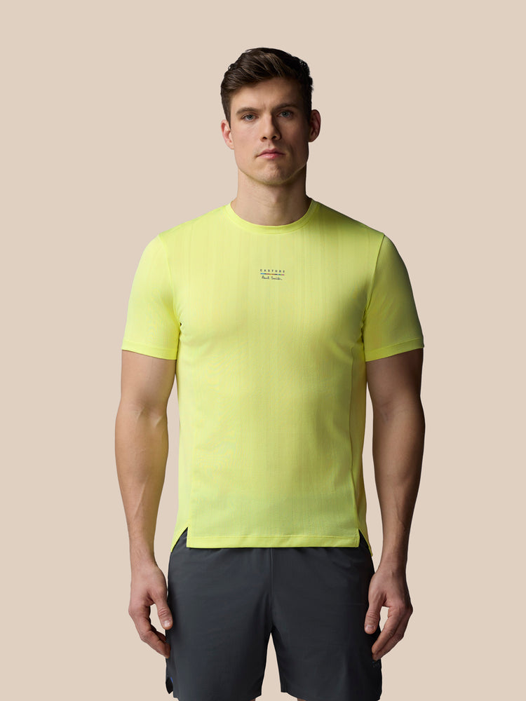 Men's Castore x Paul Smith Performance Engineered Knit Short Sleeve T Shirt - Lime