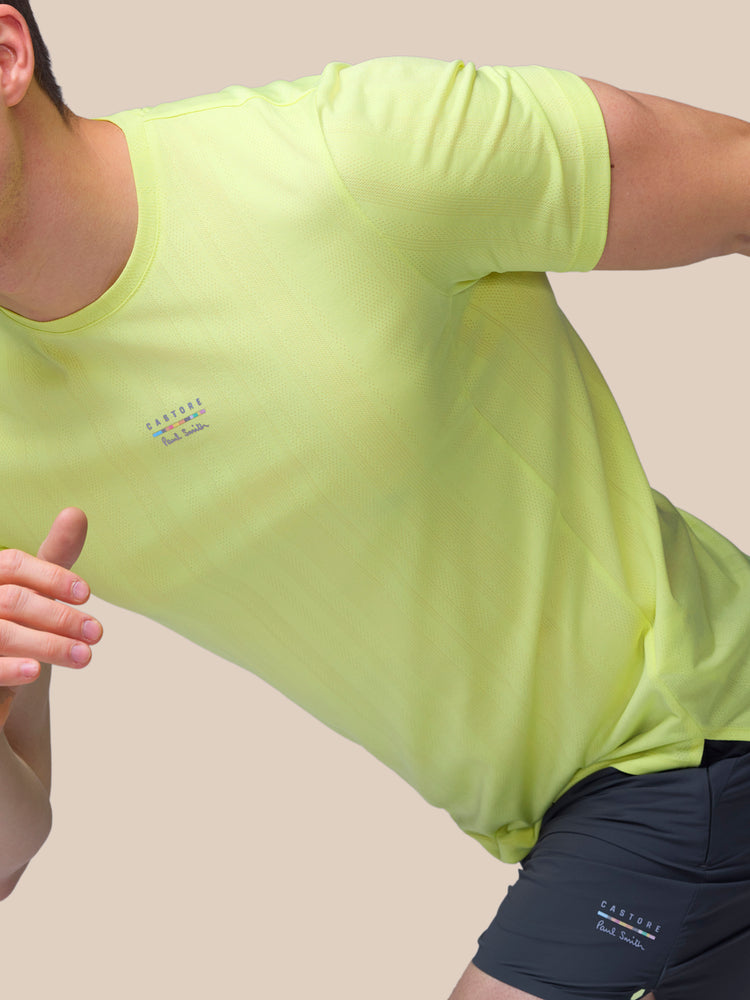 Men's Castore x Paul Smith Performance Engineered Knit Short Sleeve T Shirt - Lime