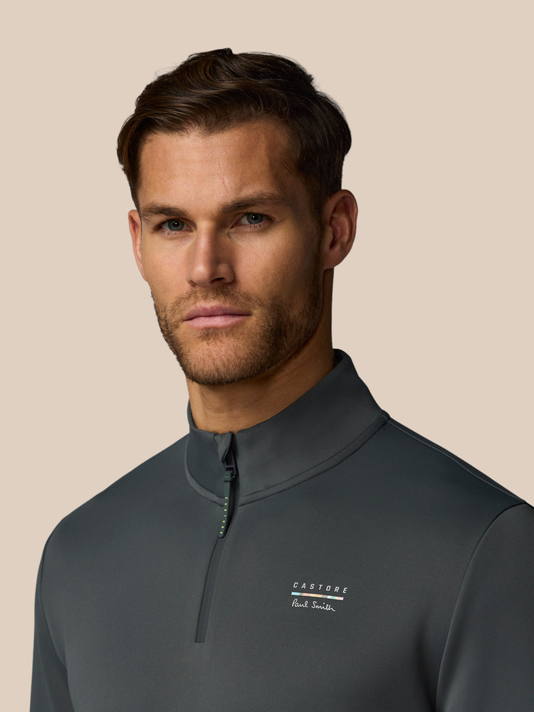 Men's Castore x Paul Smith Technical Quarter Zip Top - Charcoal