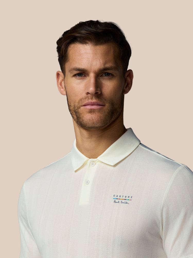 Men's Castore x Paul Smith Performance Engineered Knit Polo Top - Off White