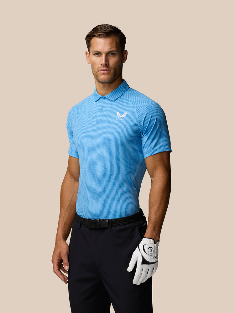 Golf Club Glow Printed Polo - Cool Blue