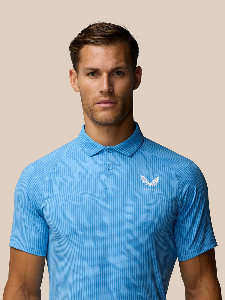 Golf Club Glow Printed Polo - Cool Blue
