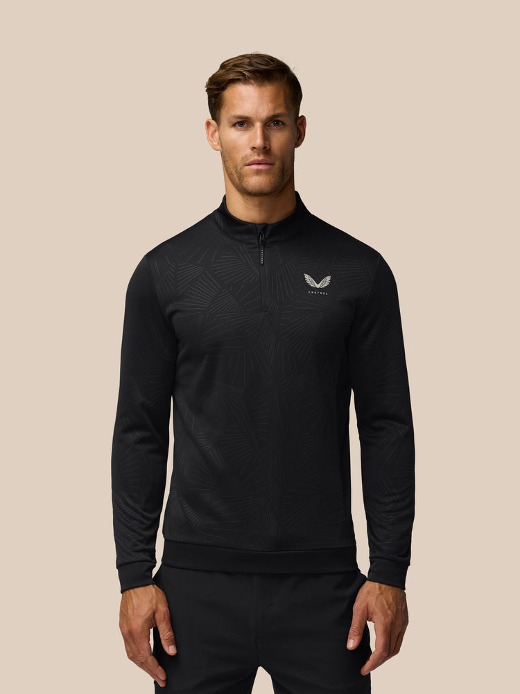 Golf Club Classic 1/4 Zip Debossed Top - Black