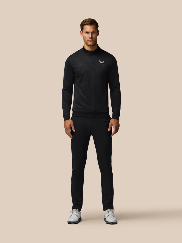 Golf Club Classic 1/4 Zip Debossed Top - Black