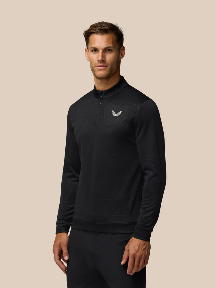 Golf Club Classic 1/4 Zip Debossed Top - Black