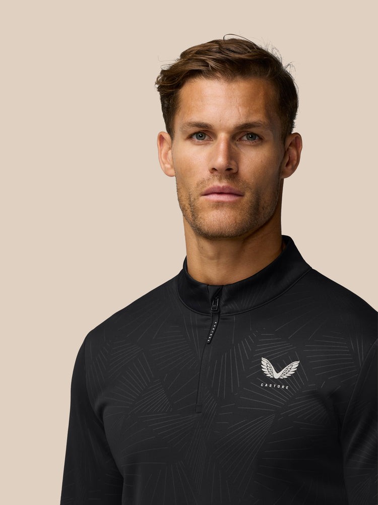 Golf Club Classic 1/4 Zip Debossed Top - Black