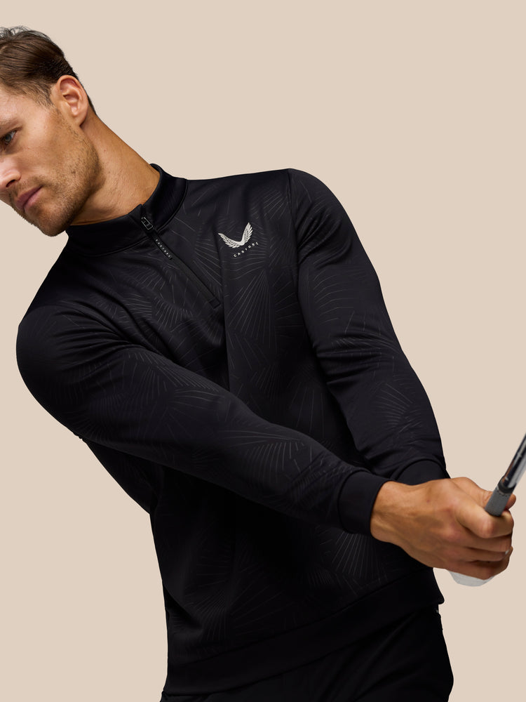 Golf Club Classic 1/4 Zip Debossed Top - Black
