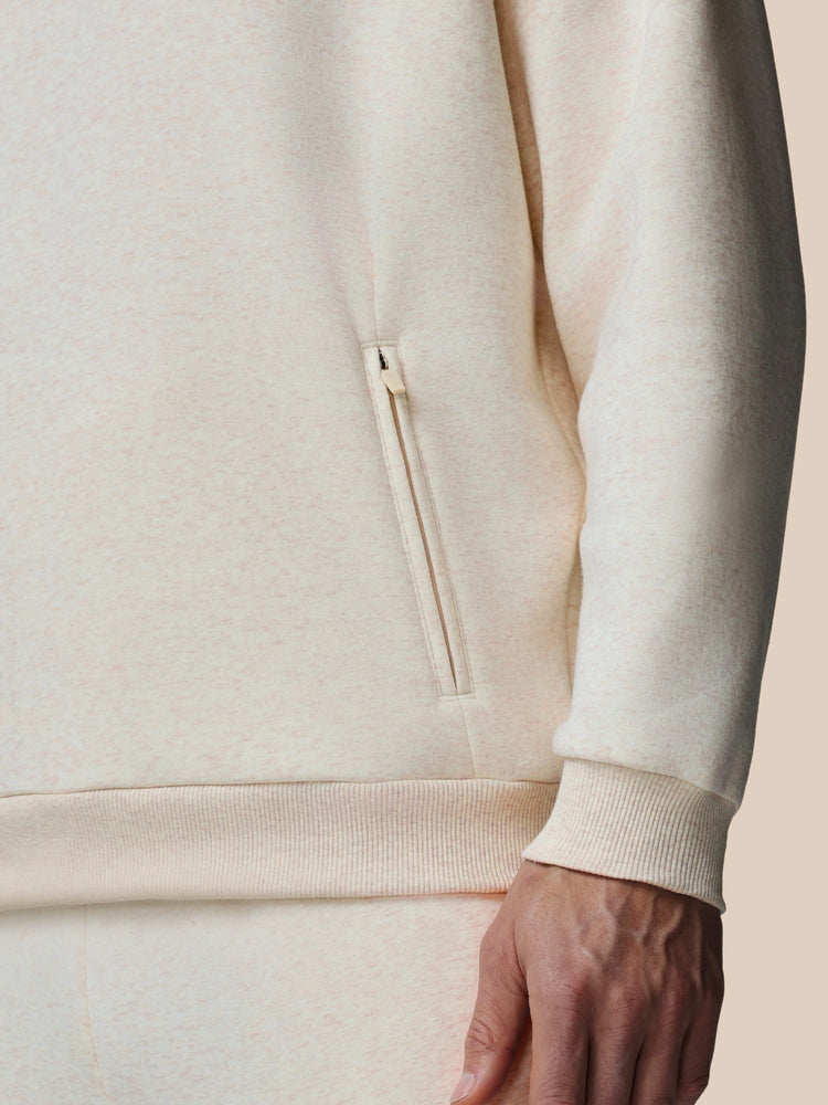 Men's Adapt Long Sleeve Cotton Fleece Hoodie - Oatmeal Marl