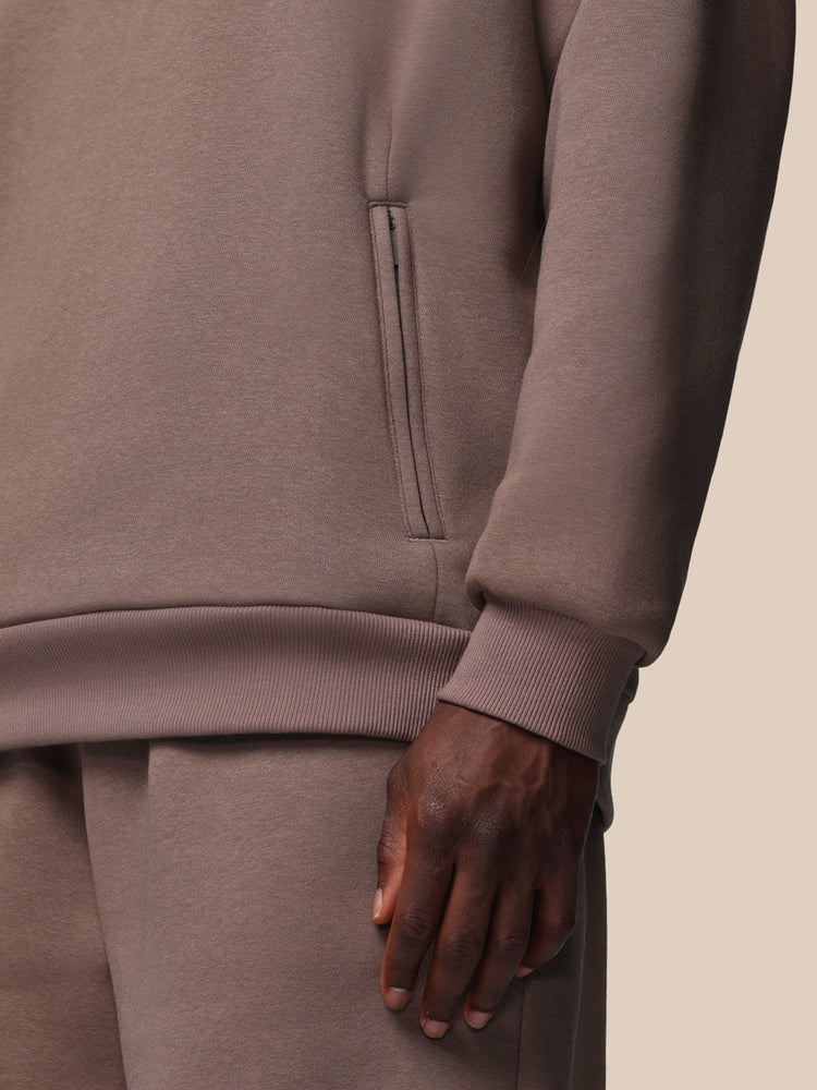 Men's Adapt Long Sleeve Cotton Fleece Hoodie - Deep Taupe