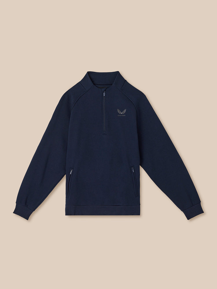 Men's Adapt Long Sleeve Cotton Fleece Quarter Zip Sweatshirt - Navy