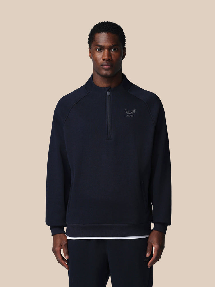 Men's Adapt Long Sleeve Cotton Fleece Quarter Zip Sweatshirt - Navy