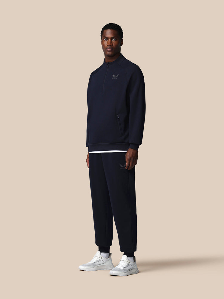 Men's Adapt Long Sleeve Cotton Fleece Quarter Zip Sweatshirt - Navy