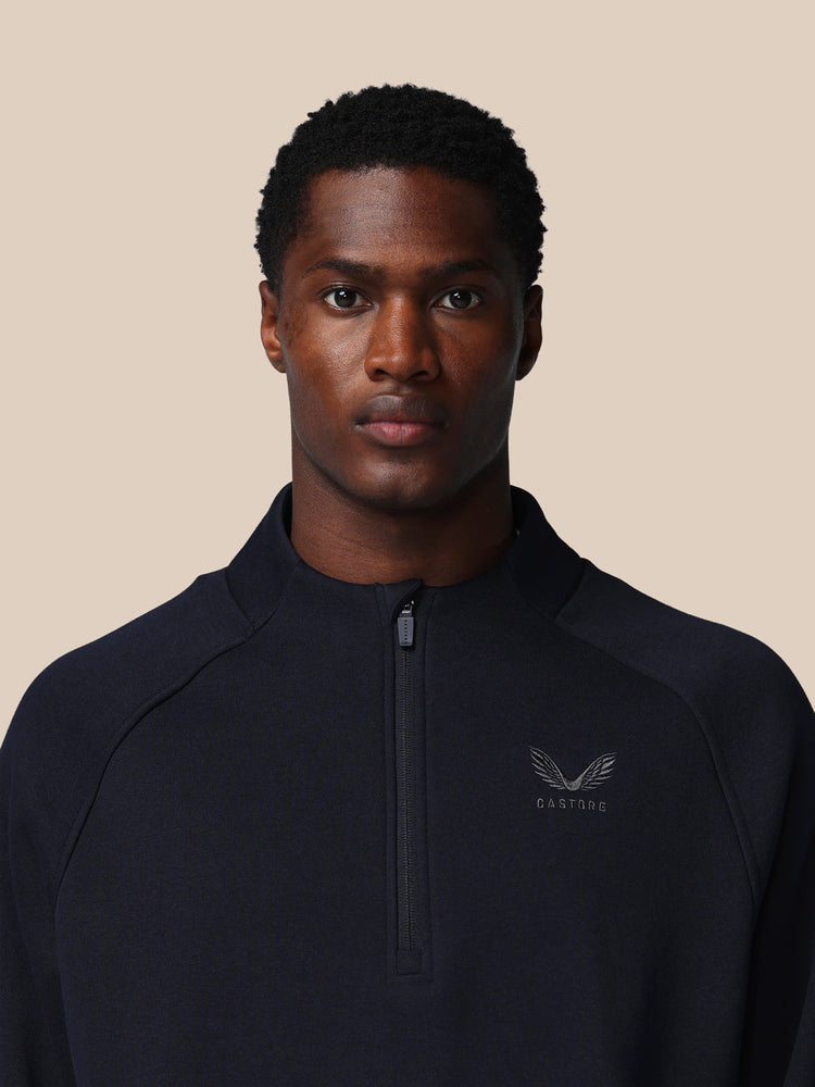 Men's Adapt Long Sleeve Cotton Fleece Quarter Zip Sweatshirt - Navy