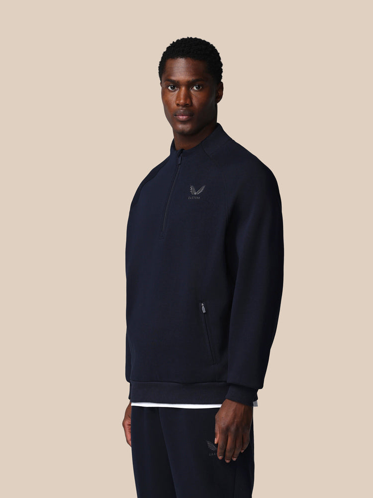Men's Adapt Long Sleeve Cotton Fleece Quarter Zip Sweatshirt - Navy