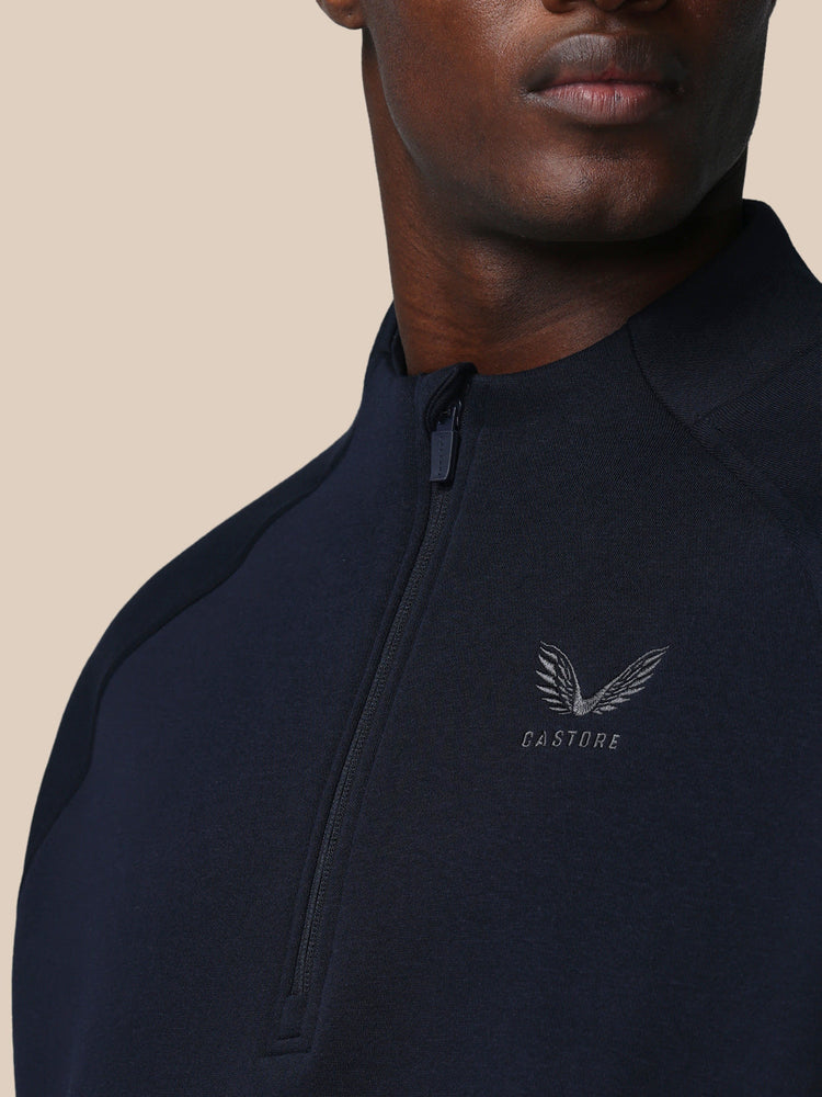 Men's Adapt Long Sleeve Cotton Fleece Quarter Zip Sweatshirt - Navy