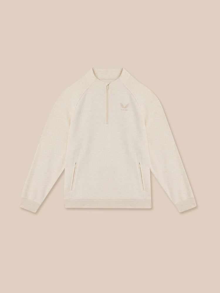Men's Adapt Long Sleeve Cotton Fleece Quarter Zip Sweatshirt - Oatmeal Marl