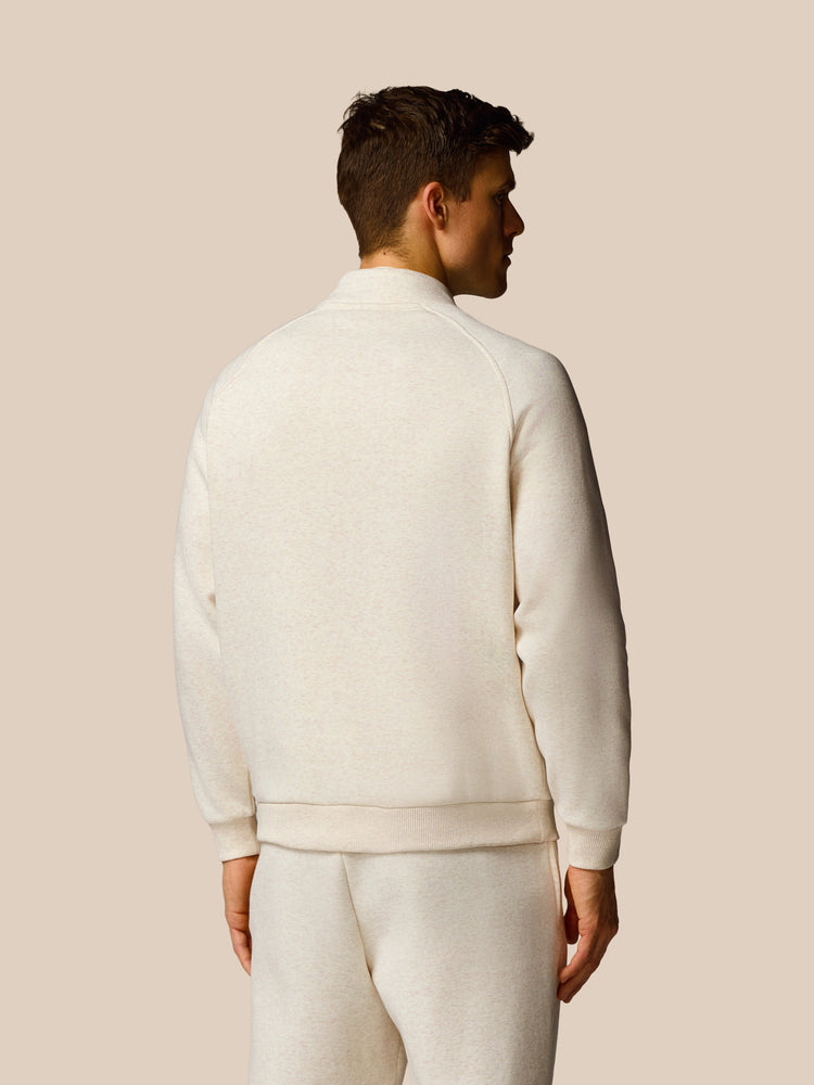 Men's Adapt Long Sleeve Cotton Fleece Quarter Zip Sweatshirt - Oatmeal Marl
