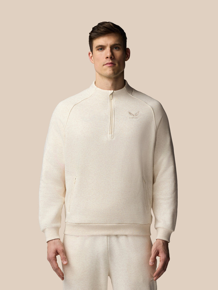 Men's Adapt Long Sleeve Cotton Fleece Quarter Zip Sweatshirt - Oatmeal Marl