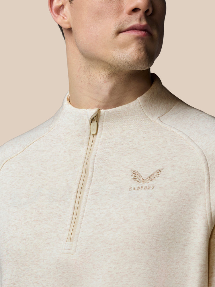 Men's Adapt Long Sleeve Cotton Fleece Quarter Zip Sweatshirt - Oatmeal Marl