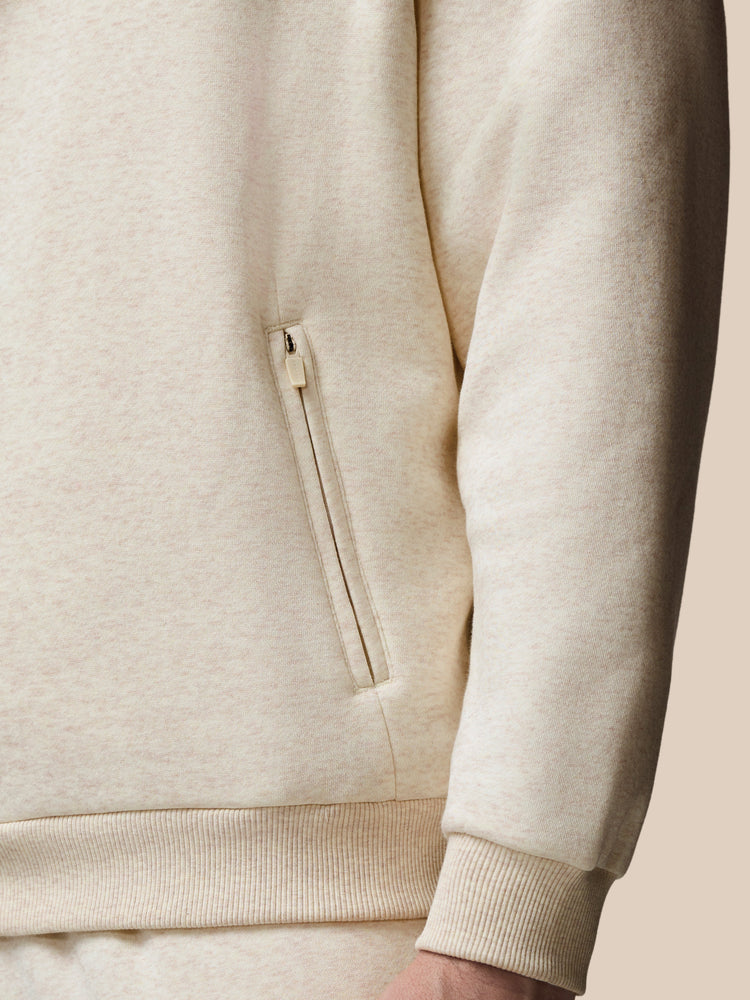 Men's Adapt Long Sleeve Cotton Fleece Quarter Zip Sweatshirt - Oatmeal Marl