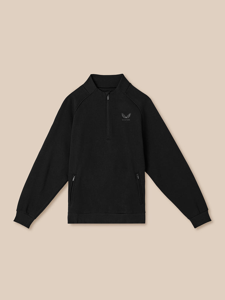 Men's Adapt Long Sleeve Cotton Fleece Quarter Zip Sweatshirt - Black