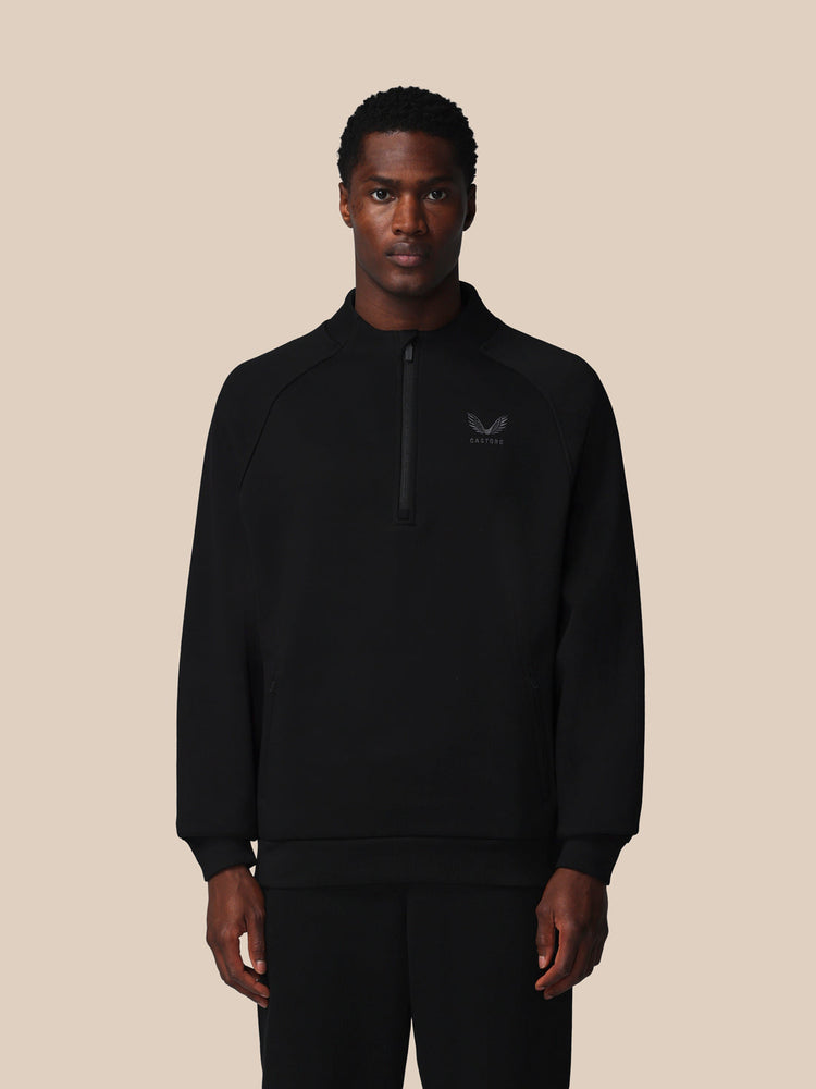 Men's Adapt Long Sleeve Cotton Fleece Quarter Zip Sweatshirt - Black