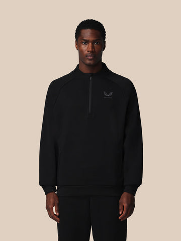 Men's Adapt Long Sleeve Cotton Fleece Quarter Zip Sweatshirt - Black