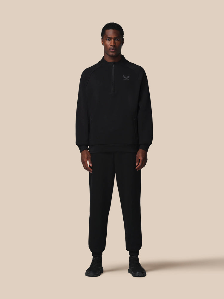 Men's Adapt Long Sleeve Cotton Fleece Quarter Zip Sweatshirt - Black