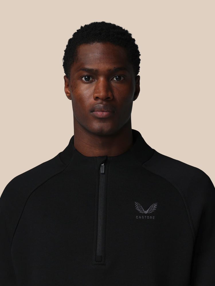 Men's Adapt Long Sleeve Cotton Fleece Quarter Zip Sweatshirt - Black