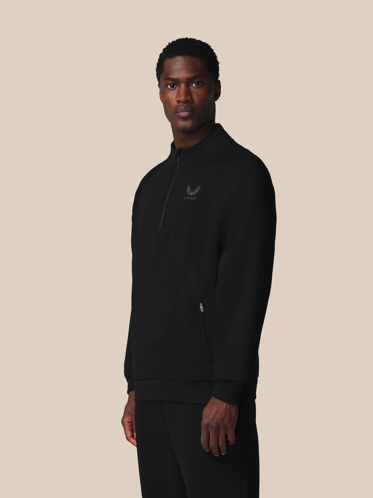 Men's Adapt Long Sleeve Cotton Fleece Quarter Zip Sweatshirt - Black