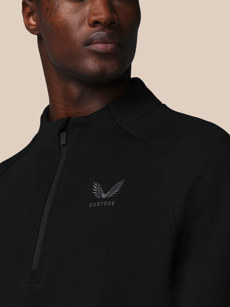 Men's Adapt Long Sleeve Cotton Fleece Quarter Zip Sweatshirt - Black