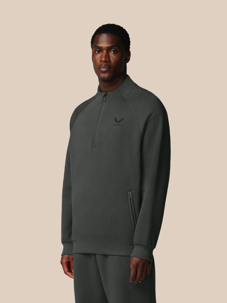 Men's Adapt Long Sleeve Cotton Fleece Quarter Zip Sweatshirt - Gunmetal