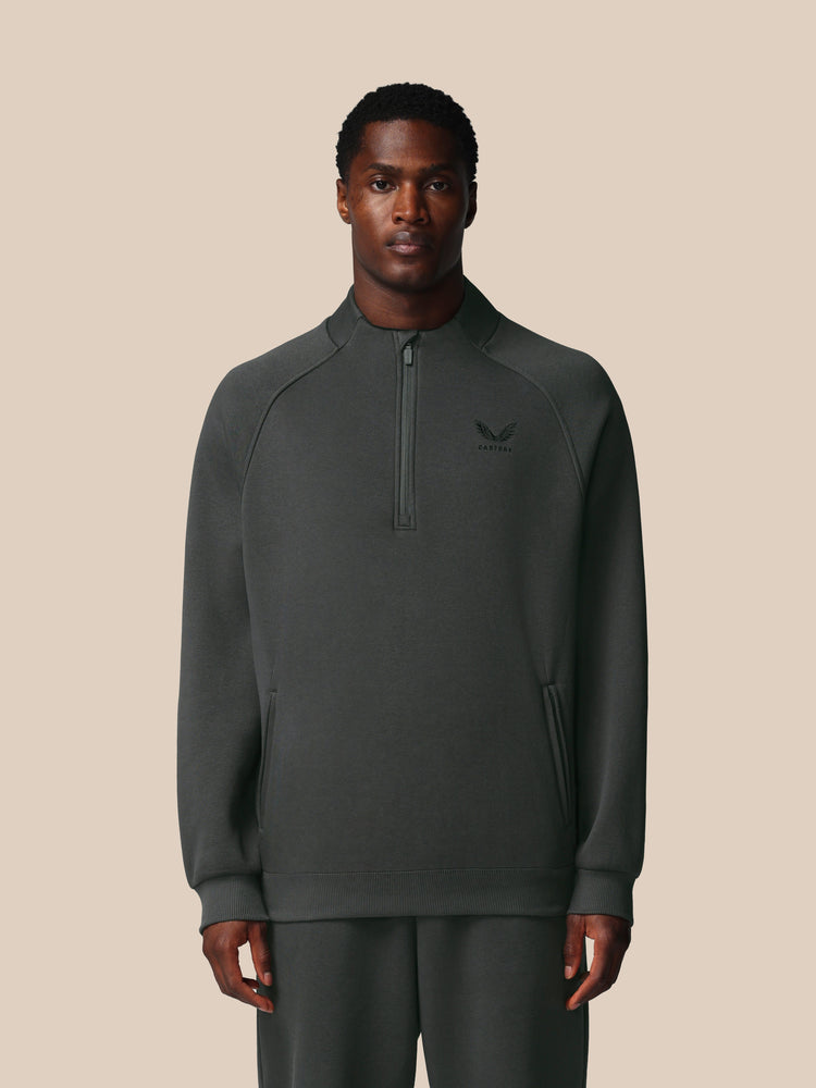 Men's Adapt Long Sleeve Cotton Fleece Quarter Zip Sweatshirt - Gunmetal