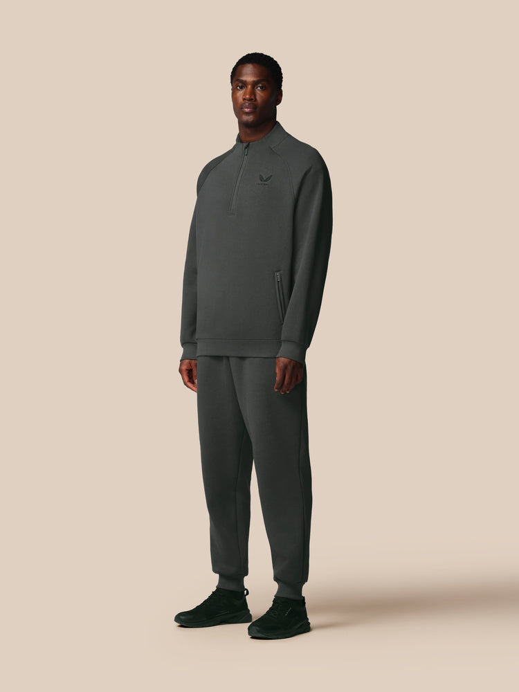 Men's Adapt Long Sleeve Cotton Fleece Quarter Zip Sweatshirt - Gunmetal